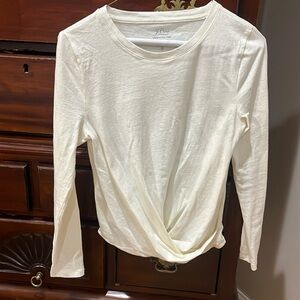J Crew Cream Twist bottom long slee  top never worn xs very soft cotton